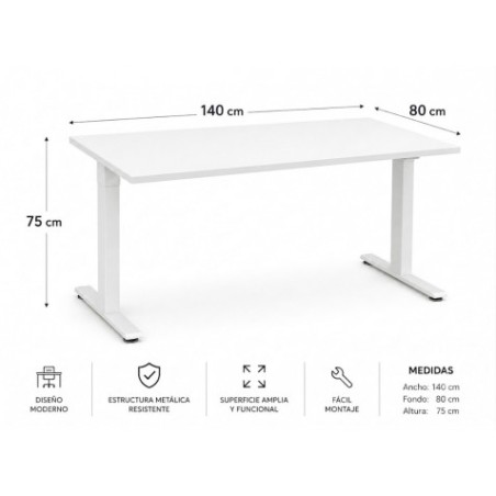 MESA DE OFICINA 140X80X75CM BLANCA CROMAD