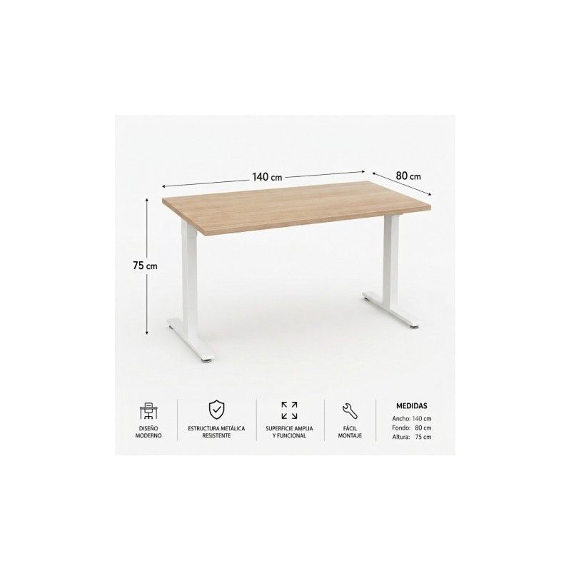 MESA DE OFICINA 140X80X75CM NOGAL CROMAD