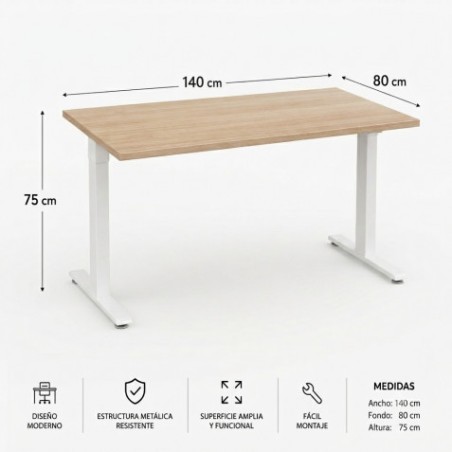 MESA DE OFICINA 140X80X75CM NOGAL CROMAD