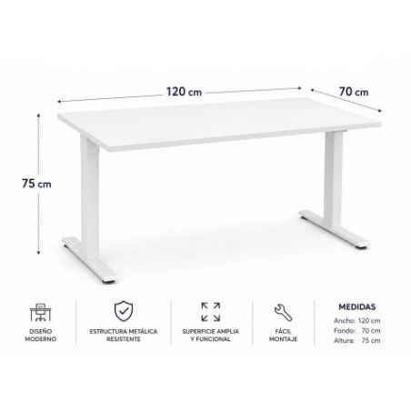 MESA DE OFICINA 120X70X75CM BLANCA CROMAD