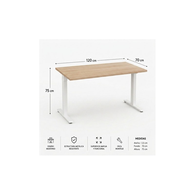 MESA DE OFICINA 120X70X75CM NOGAL CROMAD