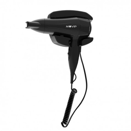 SECADOR DE PELO MURAL NEGRO CON SOPORTE PARED 2200W MUVIP