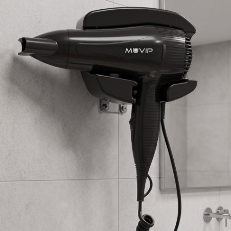SECADOR DE PELO MURAL NEGRO CON SOPORTE PARED 2200W MUVIP