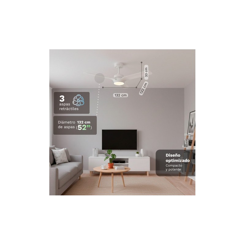 VENTILADOR DE TECHO 30W 52" CON LED Y...