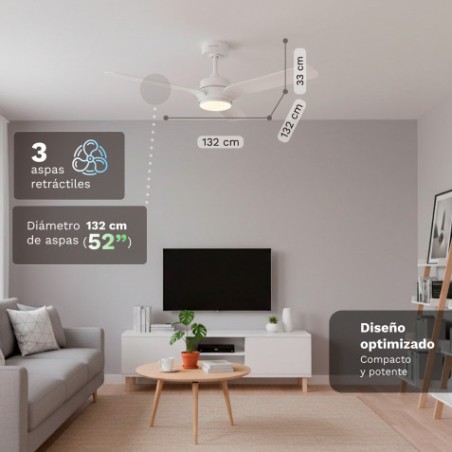 VENTILADOR DE TECHO 30W 52" CON LED Y MANDO 18W SKYEASY52 GRUNKEL