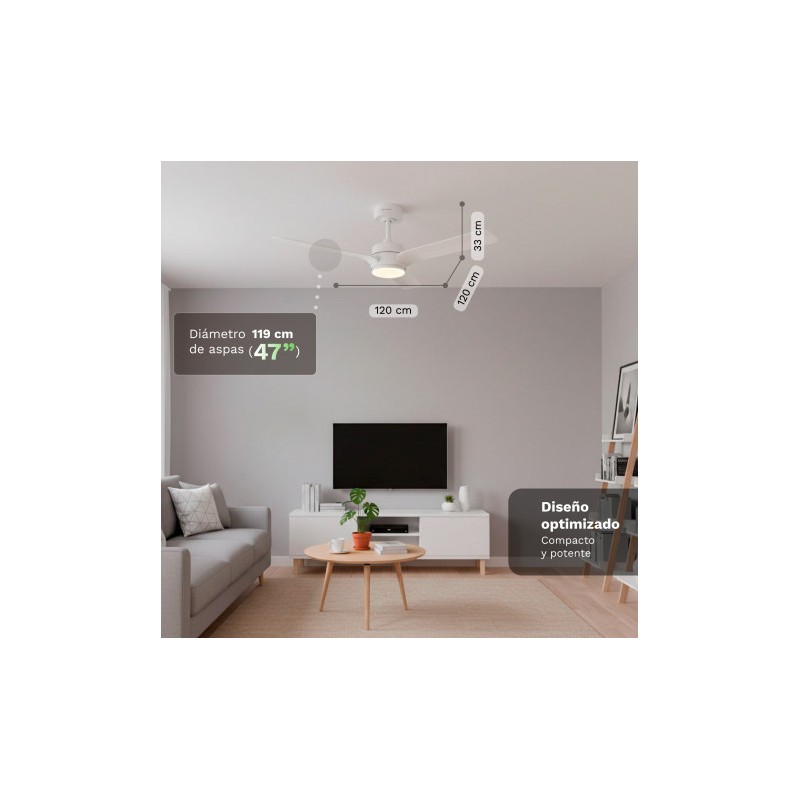 VENTILADOR DE TECHO 30W 47" CON LED Y...