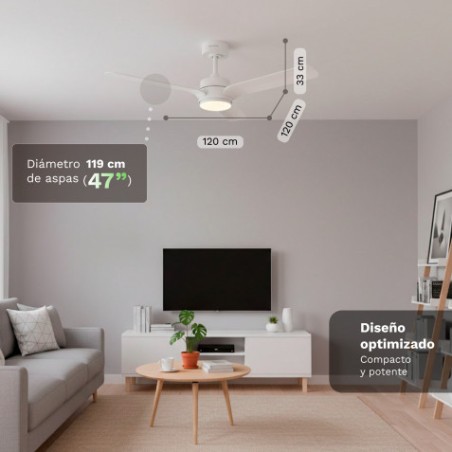VENTILADOR DE TECHO 30W 47" CON LED Y MANDO 18W SKYEASY47 GRUNKEL