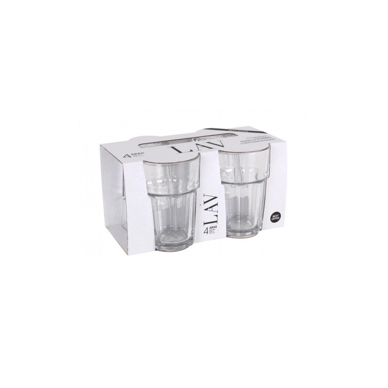SET 4 VASOS VIDRIO 365CC ARAS LAV