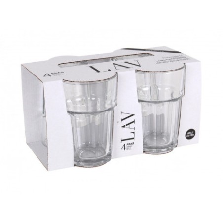 SET 4 VASOS VIDRIO 365CC ARAS LAV