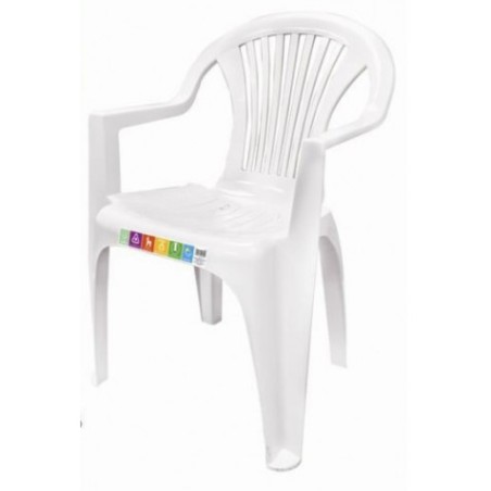 SILLA PLASTICA JARDIN CON REPOSABRAZOS BLANCA
