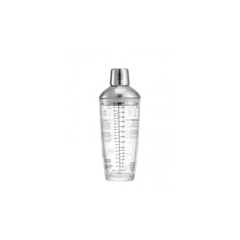 COCTELERA VIDRIO 650ML CON TAPA DE ACERO MY BAR