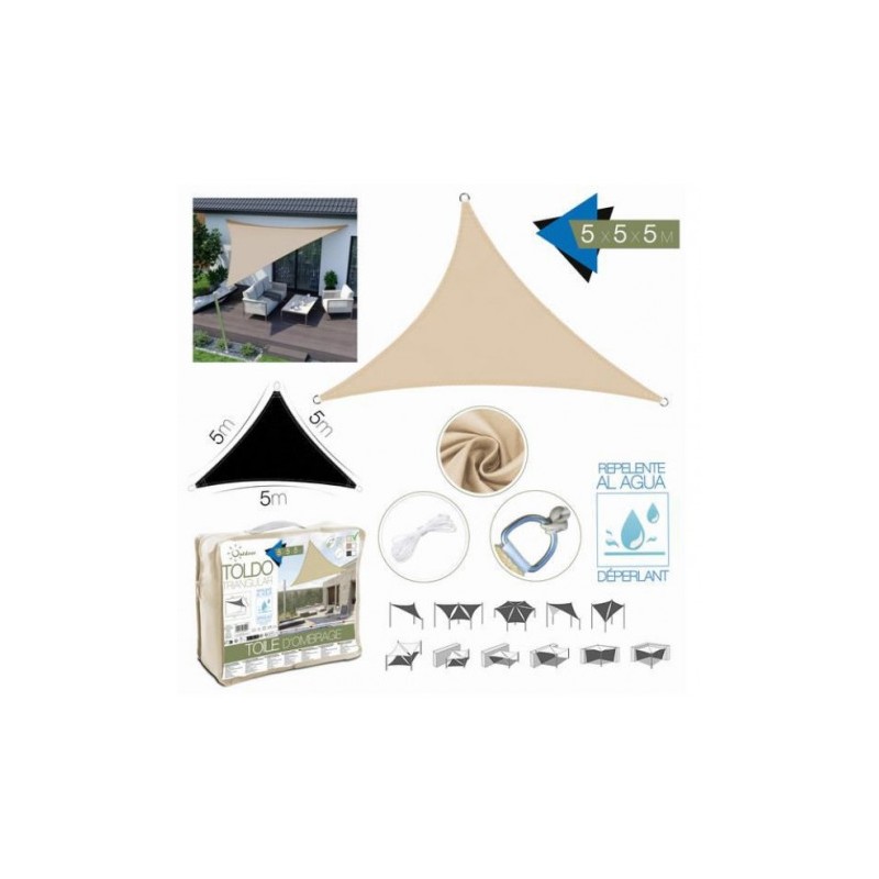 TOLDO TRIANGULAR 5X5X5 METROS BEIGE...