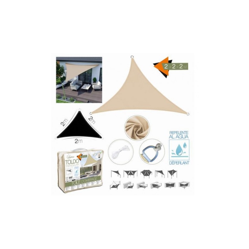 TOLDO TRIANGULAR 2X2X2 METROS BEIGE...