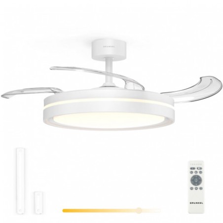 VENTILADOR DE TECHO 42" LED BLANCO 30W ASPAS RETRACTILES GRUNKEL