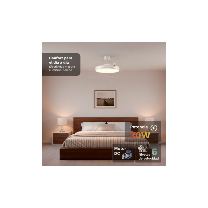 VENTILADOR DE TECHO 42" LED BLANCO...