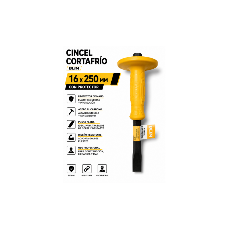 CINCEL CORTAFRÍO PLANO 16X250MM CON PROTECTOR BLIM