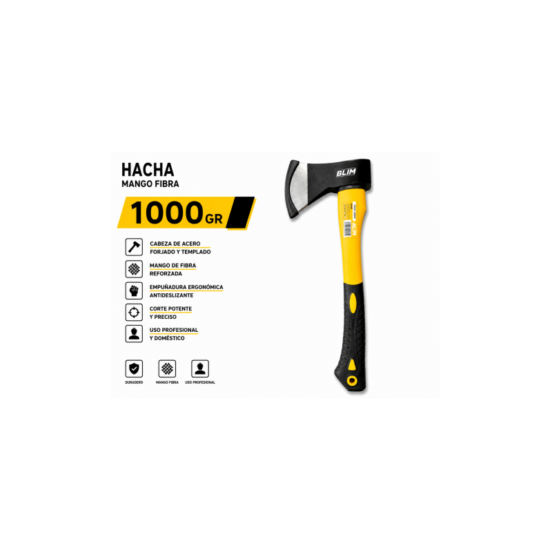 HACHA 1000GR MANGO FIBRA BLIM