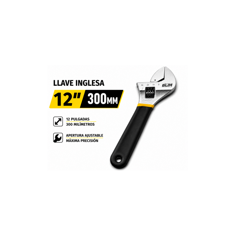 LLAVE INGLESA 12" 300MM CON MANGO RECUBIERTO BLIM