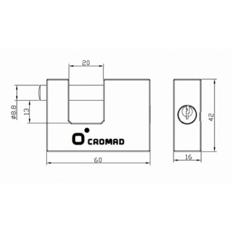 CANDADO ANTIPALANCA 80MM 2 LLAVES CROMAD