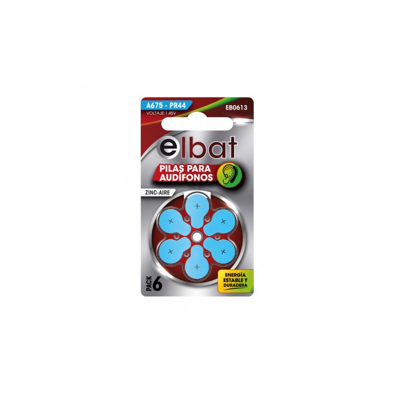 PILAS AUDIFONO A675 PR44 1.45V 6UD ELBAT