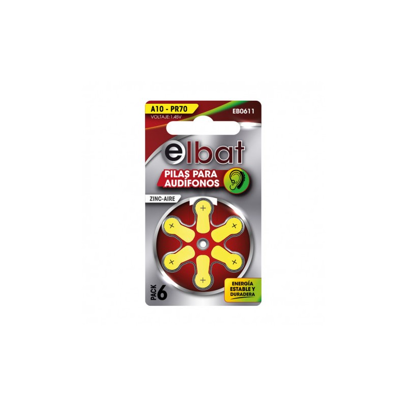 PILAS AUDIFONO A10 PR70 1.45V 6UD ELBAT