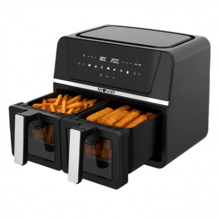 FREIDORA DE AIRE AIRCOOK DIGITAL DOBLE CESTA 9L 1700W CON VENTANA MUVIP