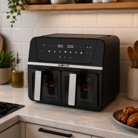 FREIDORA DE AIRE AIRCOOK DIGITAL DOBLE CESTA 9L 1700W CON VENTANA MUVIP