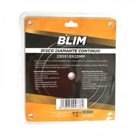 DISCO DIAMANTE CONTINUO 230X1.8X22MM BLIM