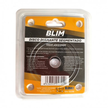 DISCO DIAMANTE SEGMENTADO 115X1.4X22MM BLIM