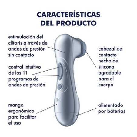 SUCCIONADOR DE CLITORIS PRO2 GEN 2 A PILAS ICE BLUE SATISFYER