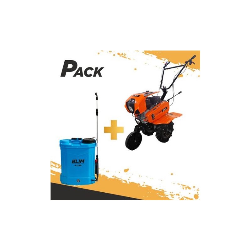 PACK MOTOCULTOR GASOLINA 7.5HP + SULFATADORA BATERIA 20 LITROS BLIM