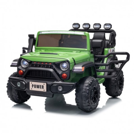 COCHE INFANTIL A BATERIA CON CONTROL REMOTO JEEP 4X4 VERDE