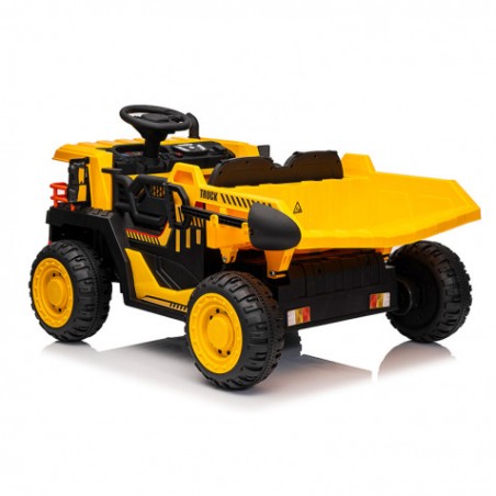 CAMION INFANTIL A BATERIA CON PLATAFORMA DE CARGA AMARILLO