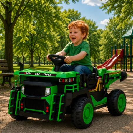 CAMION INFANTIL A BATERIA CON PLATAFORMA DE CARGA VERDE