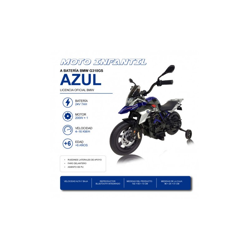 MOTO INFANTIL A BATERIA BMW G310GS AZUL