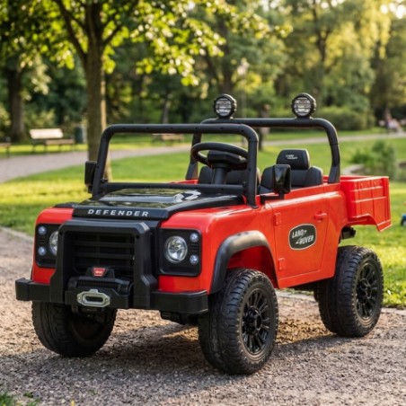 COCHE INFANTIL A BATERIA CONTROL REMOTO LAND ROVER DEFENDER CLASSIC ROJO