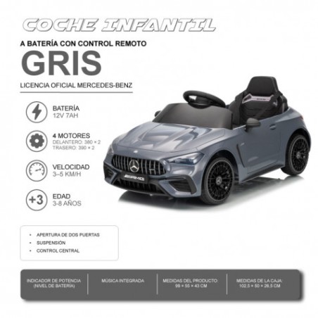 COCHE INFANTIL A BATERIA CON CONTROL REMOTO MERCEDES BENZ CLE53 AMG GRIS