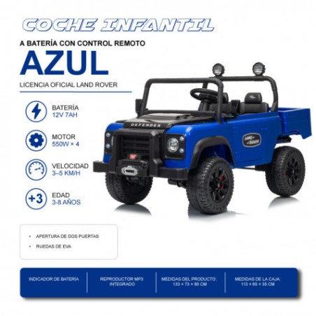 COCHE INFANTIL A BATERIA CONTROL REMOTO LAND ROVER DEFENDER CLASSIC AZUL