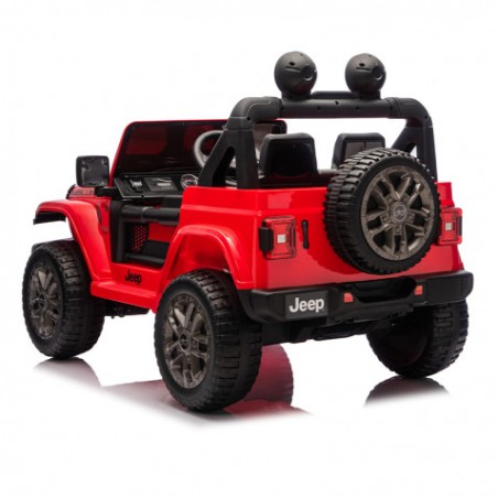 COCHE INFANTIL A BATERIA CON CONTROL REMOTO JEEP WRANGLER RUBICON ROJO