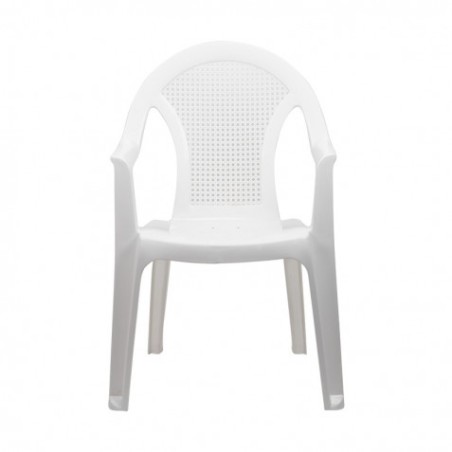 SILLA CON REPOSABRAZOS RATTAN BLANCA