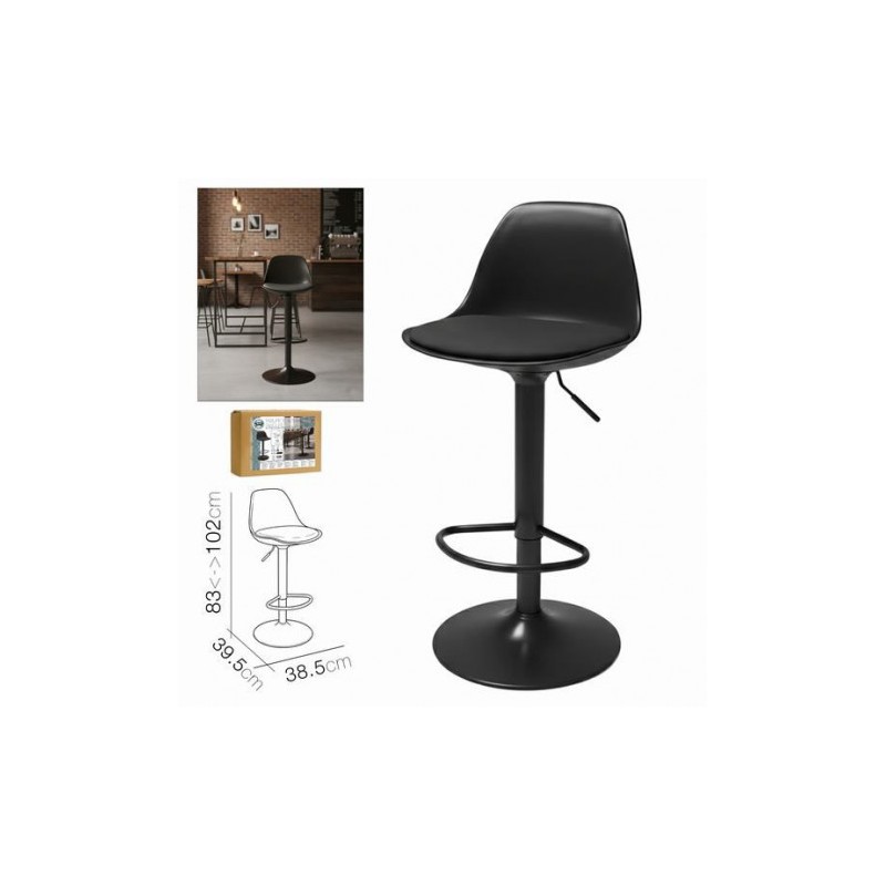 TABURETE BAR C/ RESPALDO NEGRO 38.5X39.5X83-1CM