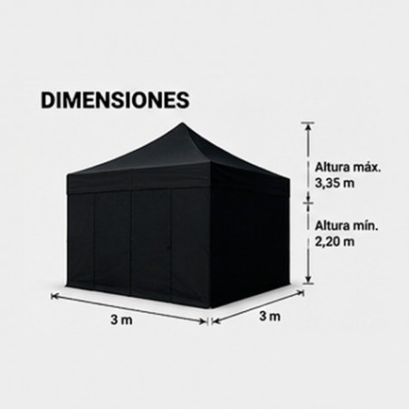 CARPA PROFESIONAL HEX.50 CON PAREDES 3X3 METROS NEGRA SUNGARDEN