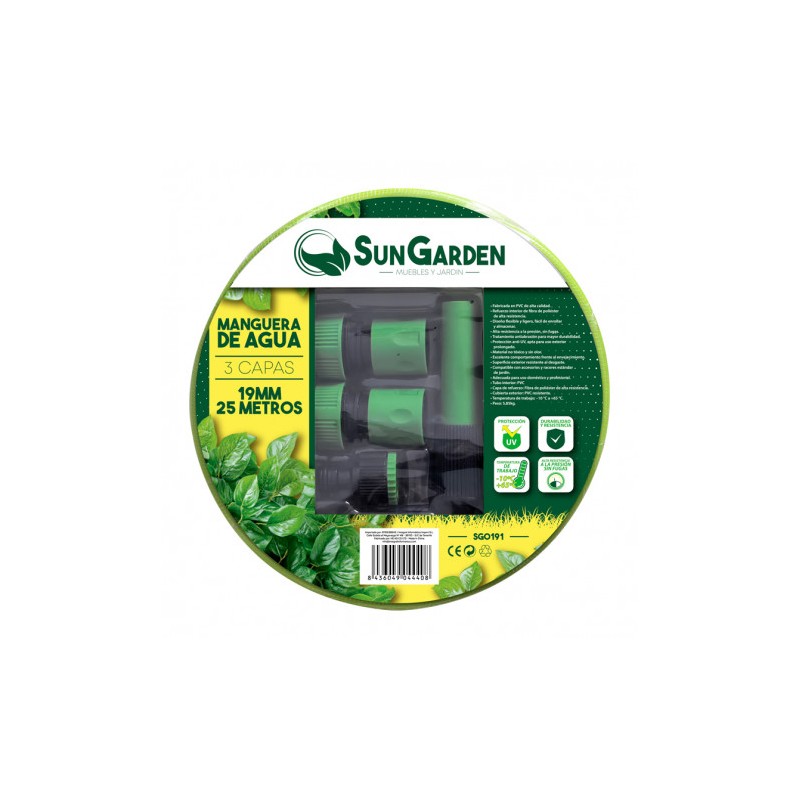 MANGUERA AGUA 3 CAPAS 19MM 25METROS SUNGARDEN
