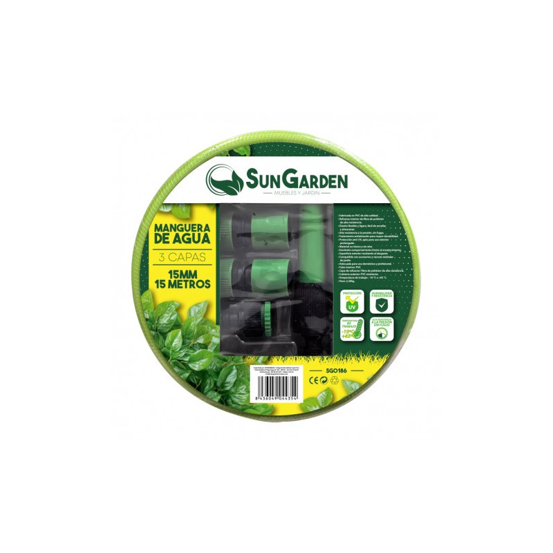 MANGUERA AGUA 3 CAPAS 15MM 15METROS SUNGARDEN