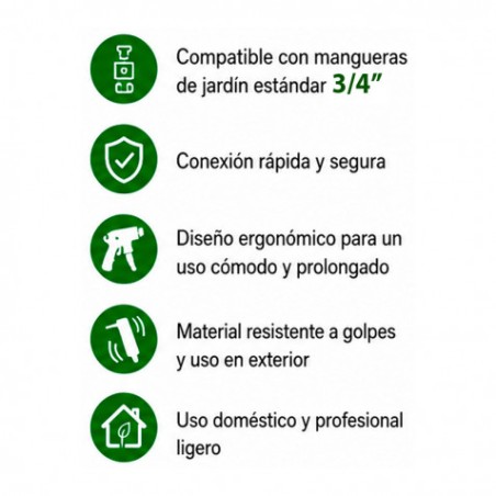 SET 4PCS BOQUILLA DE RIEGO + ADAPTADORES PARA MANGUERA 3/4" SUNGARDEN