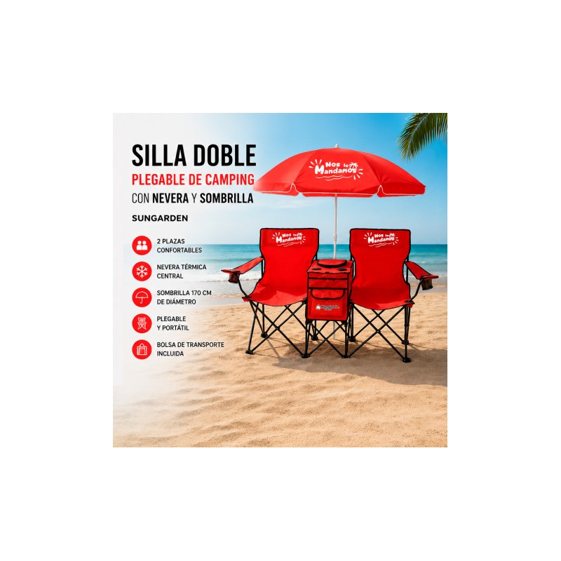 SILLA DOBLE PLEGABLE DE CAMPING CON...