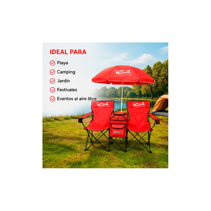 SILLA DOBLE PLEGABLE DE CAMPING CON...