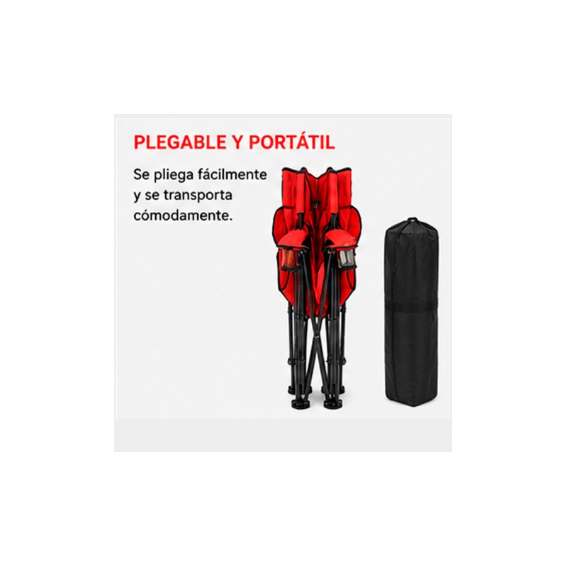 SILLA DOBLE PLEGABLE DE CAMPING CON...