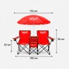 SILLA DOBLE PLEGABLE DE CAMPING CON NEVERA Y SOMBRILLA SUNGARDEN