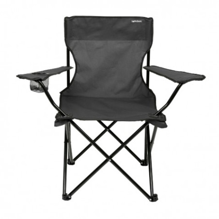 SILLA PLEGABLE DE CAMPING CON POSAVASOS GRIS OSCURO SUNGARDEN